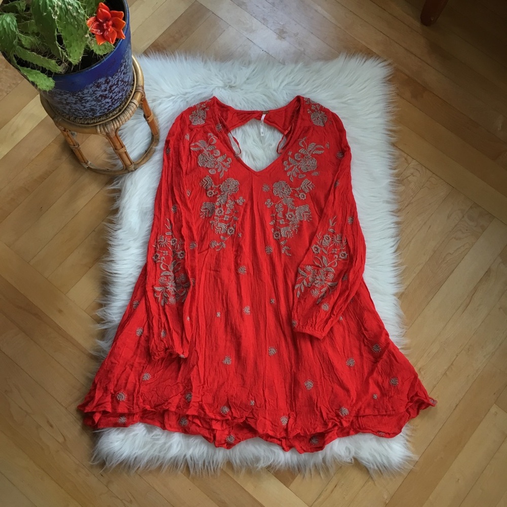 Free People open back embroidered dress